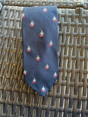 Vintage JCPenney The Men’s Shop Navy Crest Necktie Embroidered Heraldic Tie